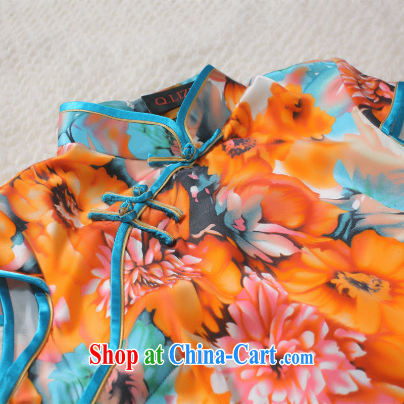 Slim li know summer 2015 new, such as a wish, Retro sleek, slim- really, the Lao style improved cheongsam dress Q 403 - 4 picture color XXL, slim Li (Q . LIZHI), online shopping