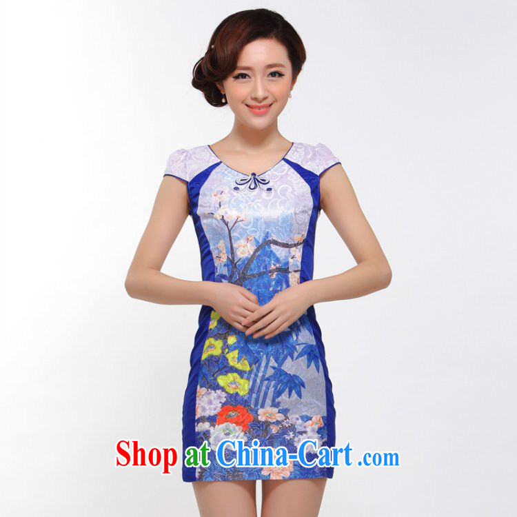 J - XJ 51 dresses summer 2014 stylish new improved sexy beauty retro upscale lace cheongsam dress blue L pictures, price, brand platters! Elections are good character, the national distribution, so why buy now enjoy more preferential! Health