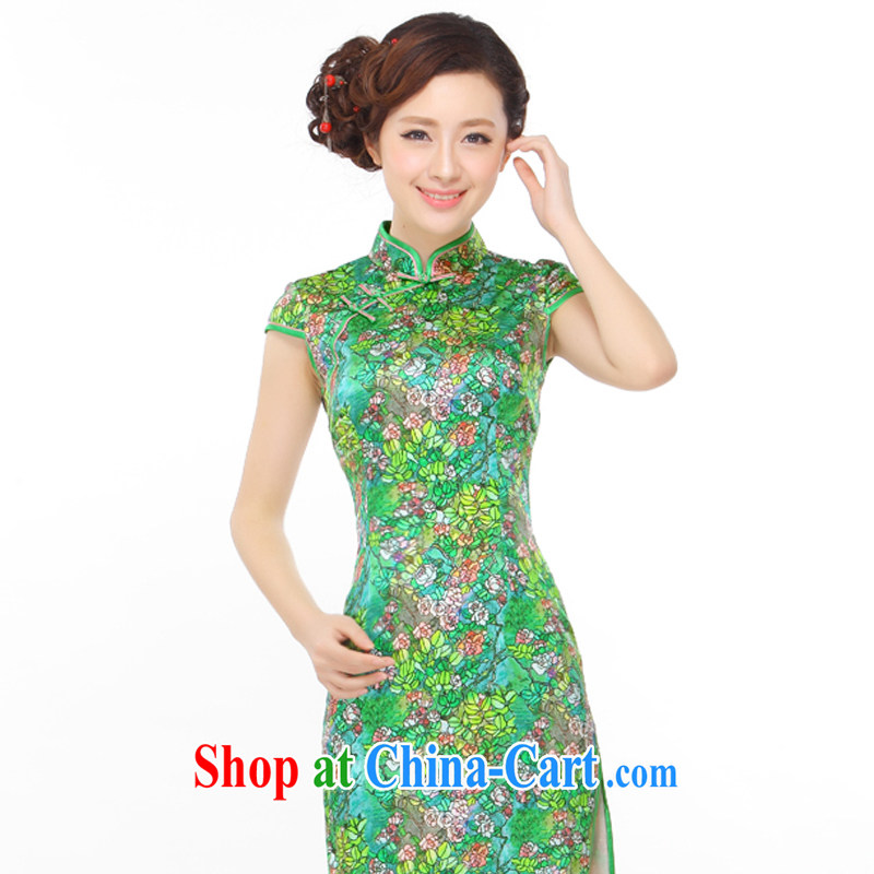 Slim li know summer 2015 new small floral retro beauty silk high's stylish and improved cheongsam dress Q 403 - 5 picture color XXL, slim Li (Q . LIZHI), online shopping