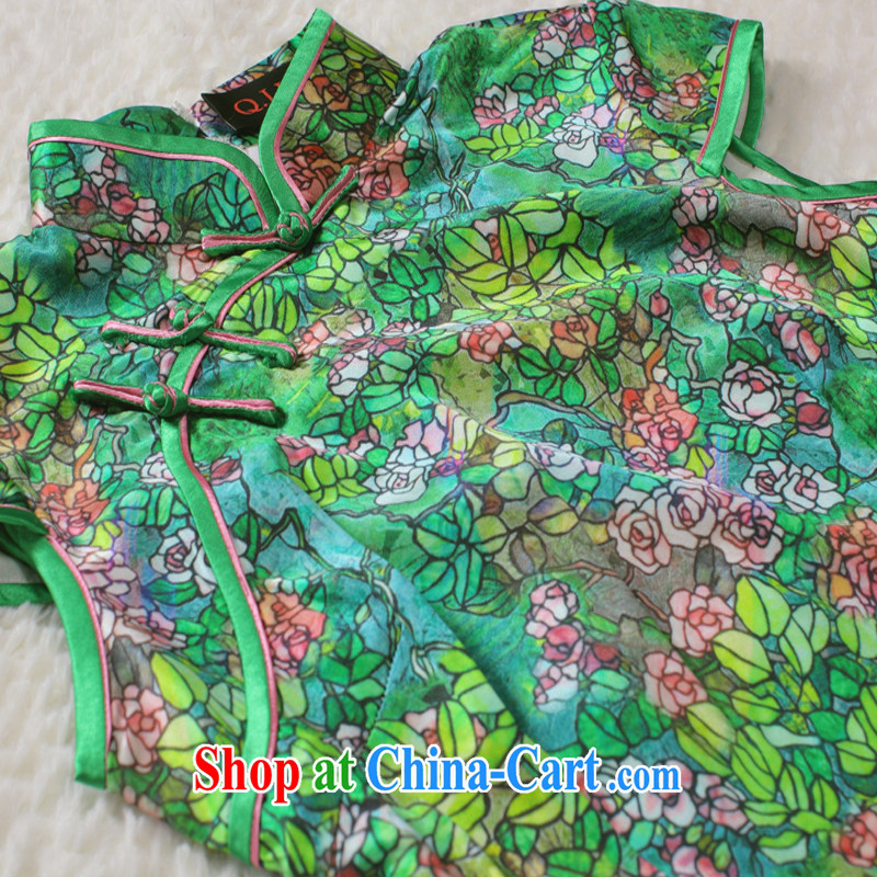 Slim li know summer 2015 new small floral retro beauty silk high's stylish and improved cheongsam dress Q 403 - 5 picture color XXL, slim Li (Q . LIZHI), online shopping
