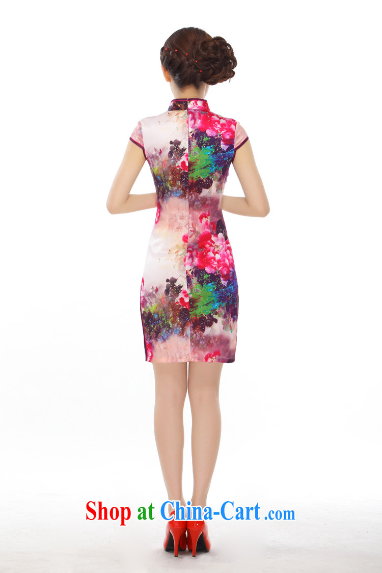 Slim li know summer 2015 new Peony lady retro beauty heavy silk stylish improved short cheongsam dress Q 403 - 6 picture color XXL pictures, price, brand platters! Elections are good character, the national distribution, so why buy now enjoy more preferential! Health