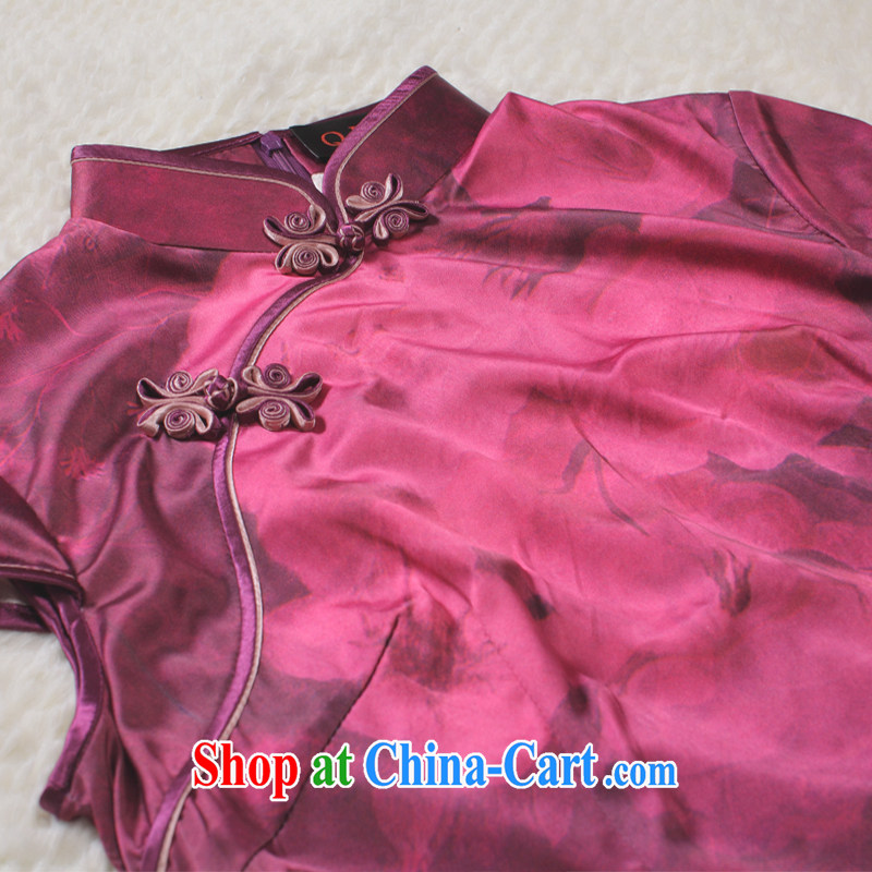 Slim li know summer 2015 new retro improved elegant beauty dresses skirt rich auspicious silk Peony QR - 886 photo color XXL, slim Li (Q . LIZHI), online shopping