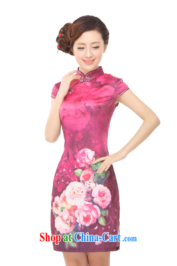 Slim li know summer 2015 new retro improved elegant beauty skirt dresses rich auspicious silk Peony QR - 886 photo color XXL pictures, price, brand platters! Elections are good character, the national distribution, so why buy now enjoy more preferential! Health