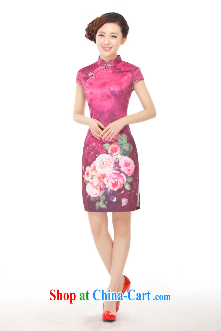 Slim li know summer 2015 new retro improved elegant beauty skirt dresses rich auspicious silk Peony QR - 886 photo color XXL pictures, price, brand platters! Elections are good character, the national distribution, so why buy now enjoy more preferential! Health