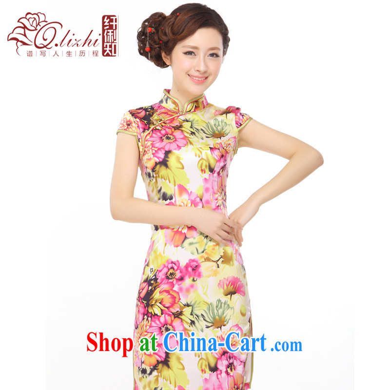 Slim li know that summer 2015 new heavy Silk Cheongsam luxury dress elegantly refined and Stylish retro dresses Q 05,989 picture color XXL