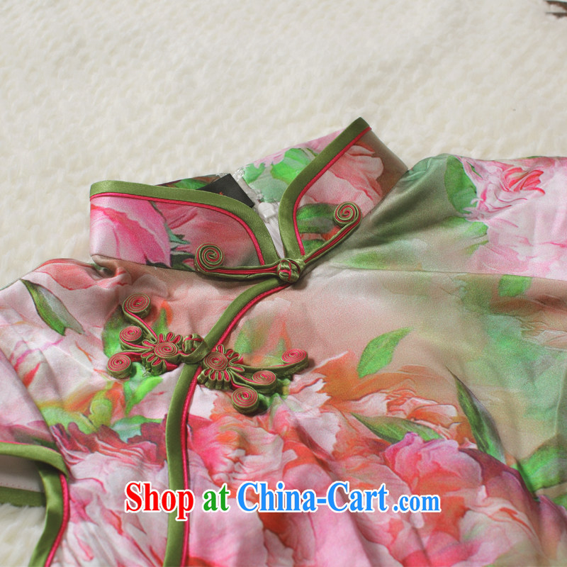 Slim li know Bibo summer 2015 new luxury of Yuan cheongsam dress China wind retro heavy silk Q 0404 - 5 pictures color S, slim Li (Q . LIZHI), online shopping