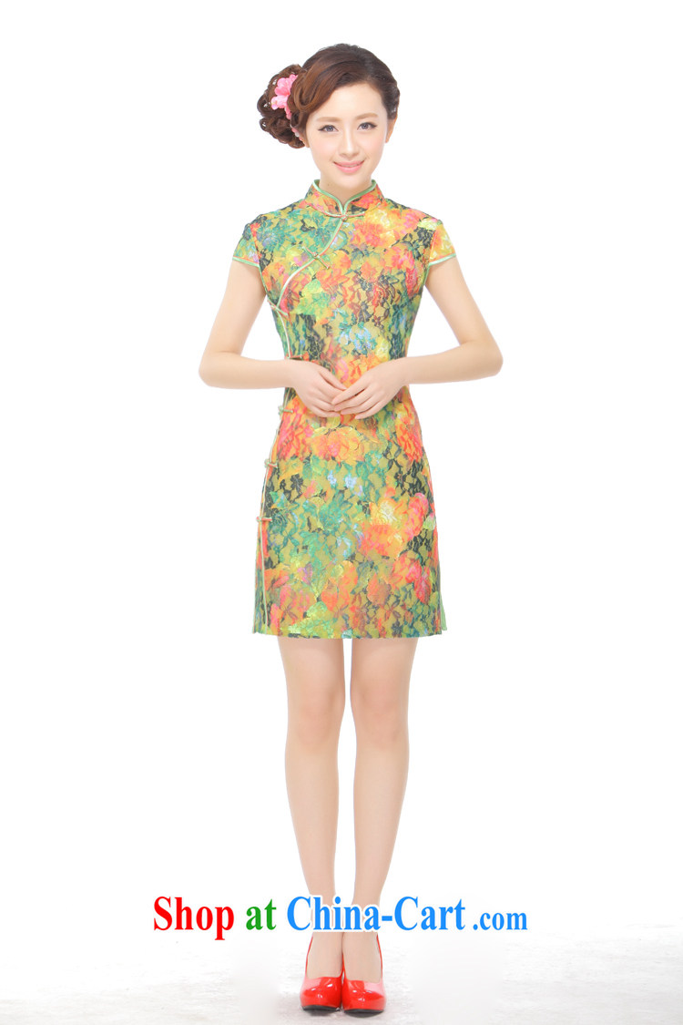 Slim li know green Prey Veng love 2015 summer new retro improved stylish lace-up's short cheongsam Q 043,172 picture color XXL pictures, price, brand platters! Elections are good character, the national distribution, so why buy now enjoy more preferential! Health