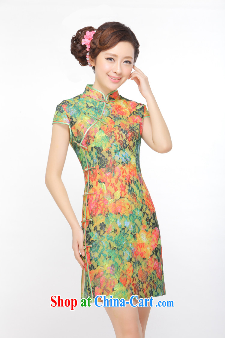 Slim li know green Prey Veng love 2015 summer new retro improved stylish lace-up's short cheongsam Q 043,172 picture color XXL pictures, price, brand platters! Elections are good character, the national distribution, so why buy now enjoy more preferential! Health