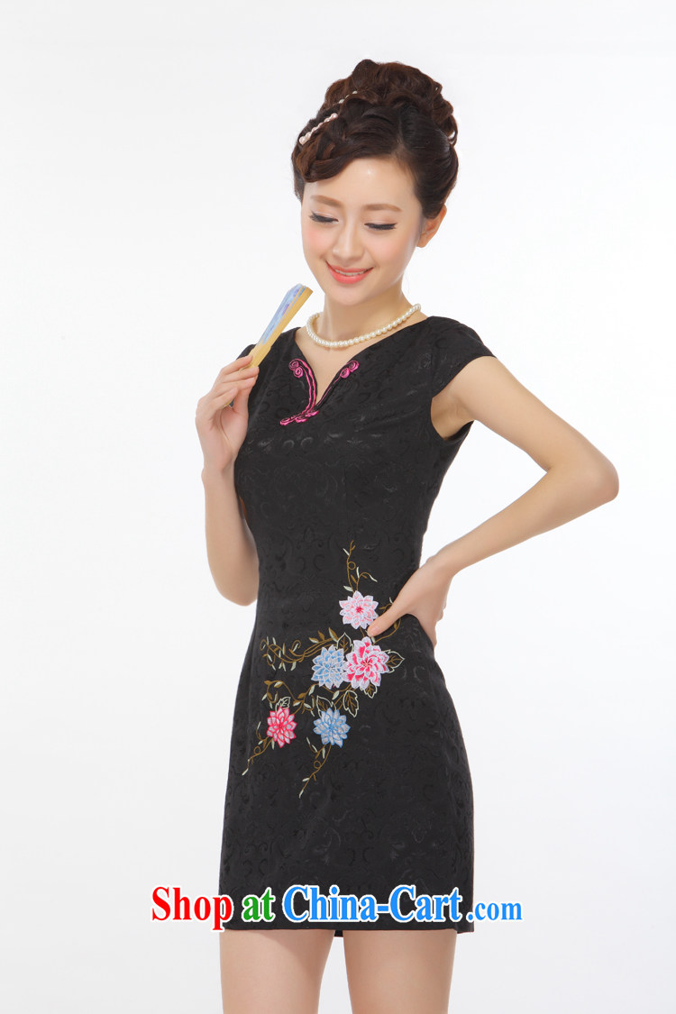 Slim li know nutmeg carnival 2015 summer new embroidered cheongsam stylish improved retro fresh arts Q 08,002 black XXL pictures, price, brand platters! Elections are good character, the national distribution, so why buy now enjoy more preferential! Health