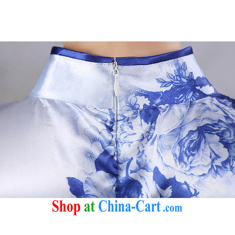 There is embroidery bridal 2015 spring and summer new stylish China wind bird lovers of elegance, short cheongsam dress ice silk material goods QP - 351 blue XXL Suzhou shipment, it is no embroidery bridal, shopping on the Internet