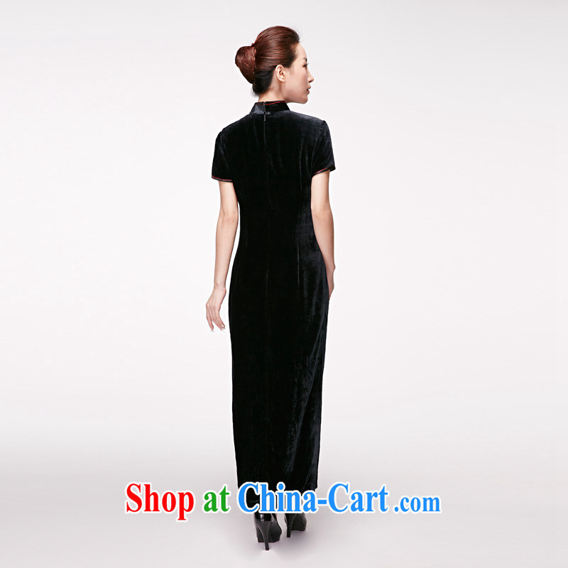Wood is really the 2015 spring and summer new dresses and elegant original dress Silk is a tight short-sleeved piping package mail 11,498 01 black XXXL, wood really has, shopping on the Internet