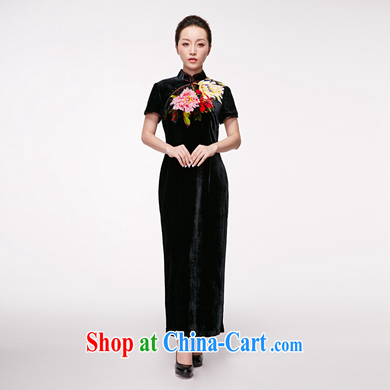 Wood is really the 2015 spring and summer new dresses and elegant original dress Silk is a tight short-sleeved piping package mail 11,498 01 black XXXL, wood really has, shopping on the Internet