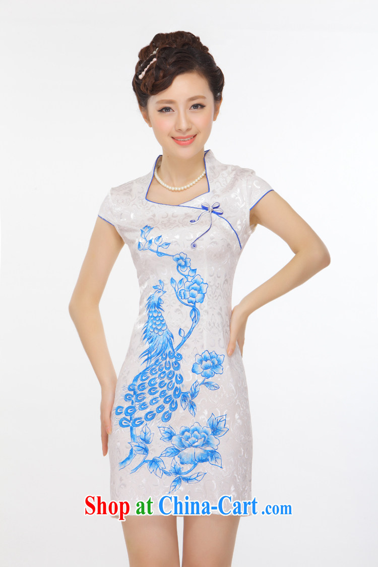 Slim li know Bong through Peony 2015 summer new, blue Peony style stereo for improved cheongsam dress Q 8 - 001 white XXL pictures, price, brand platters! Elections are good character, the national distribution, so why buy now enjoy more preferential! Health