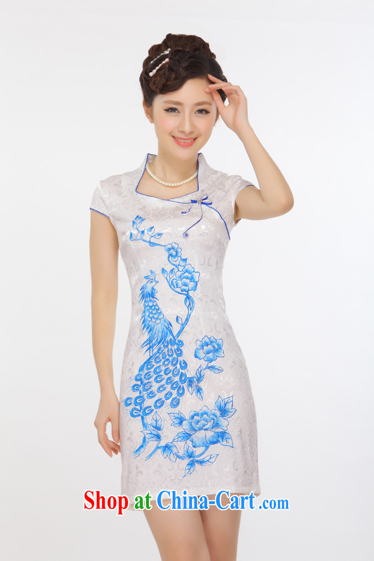 Slim li know Bong through Peony 2015 summer new, blue Peony style stereo for improved cheongsam dress Q 8 - 001 white XXL pictures, price, brand platters! Elections are good character, the national distribution, so why buy now enjoy more preferential! Health