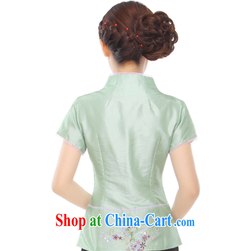 Slim li know summer 2015 new stylish and improved pearl-embroidered retro beauty, Ms. Tang on T-shirt Q 72,582 green XXXL, slim Li (Q . LIZHI), online shopping