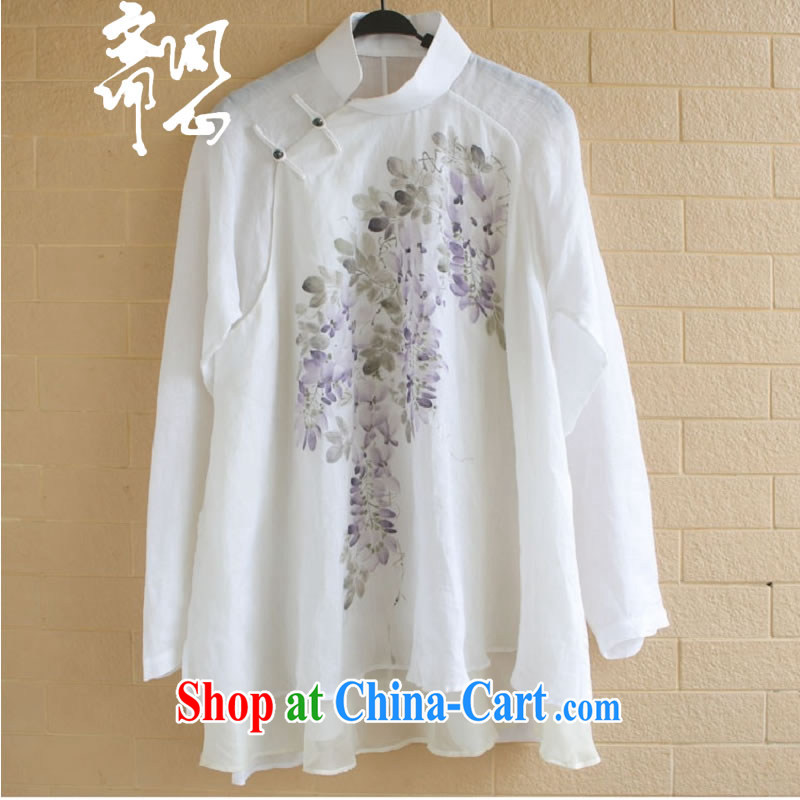 Asked about heart Id al-Fitr in heart health female spring new Chinese hand-painted the Commission the high-end hand-painted wisteria vines take-charge-back shirt 1696 photo color high-end hand-painted the 7 days L code chest of CM 100, ask a vegetarian,