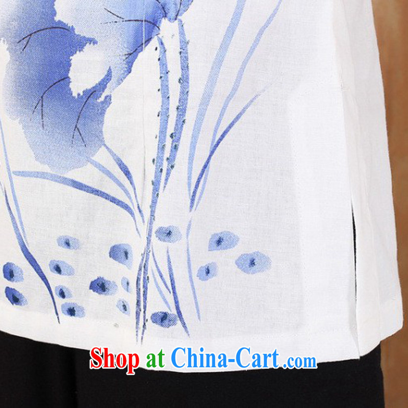 Jessup, 2015 spring and summer cotton the larger Chinese female improved Han-hand painted dresses T-shirt shirt Chinese M 2379 - 2 white XXXL, Jessup, and shopping on the Internet