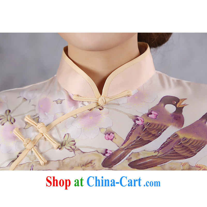 There is embroidery bridal 2015 summer improved stylish short-sleeve cheongsam dress high-end ice Silk is Silk Cheongsam M Suzhou shipment and it is absolutely not a bride, shopping on the Internet