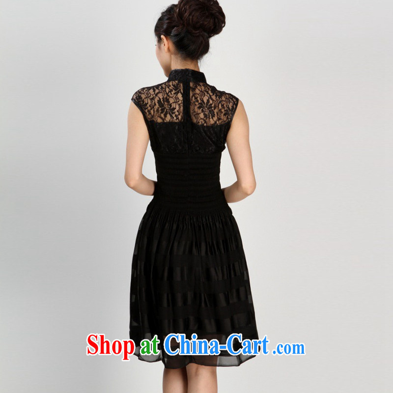 Cheng Kejie, Wiesbaden, 2014 spring and summer women's clothing new, improved, for manually snap lace stitching, flag dresses Chinese qipao Female M 2230 1 black XL, Jessup, and shopping on the Internet