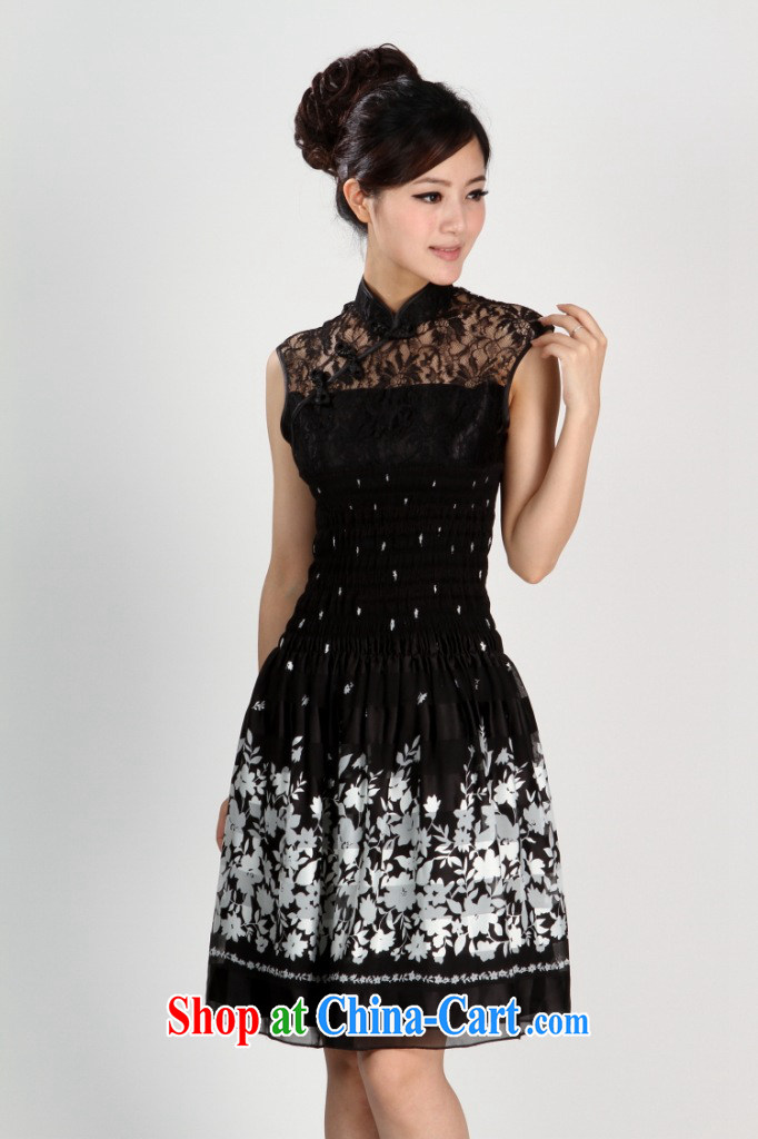 Cheng Kejie, Wiesbaden, 2014 spring and summer women's clothing new, improved, for manually snap lace stitching, flag dresses Chinese qipao Female M 2230 1 black XL pictures, price, brand platters! Elections are good character, the national distribution, so why buy now enjoy more preferential! Health