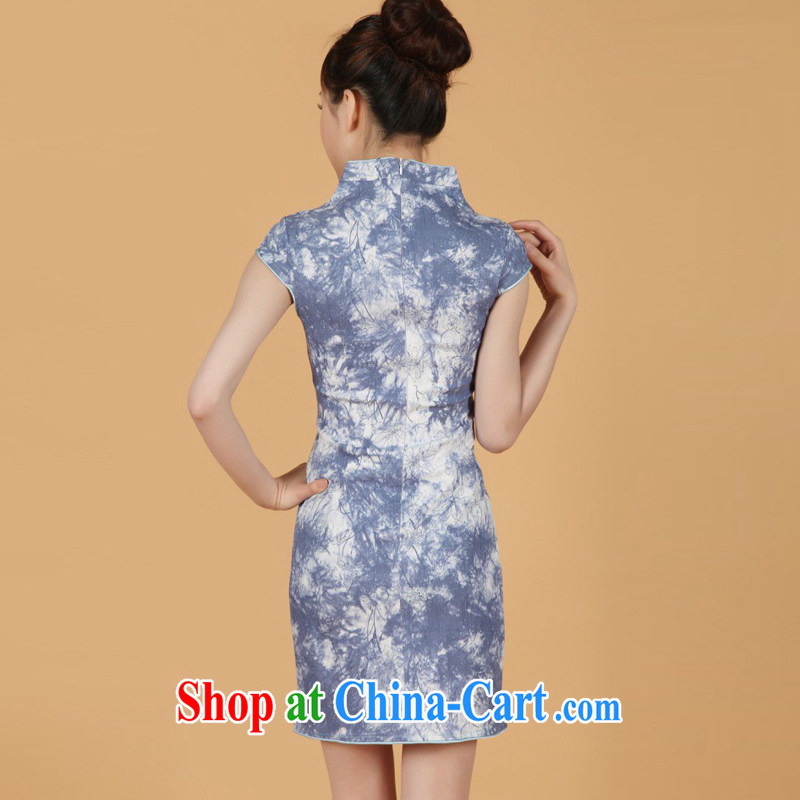 Jessup, 2015 spring and summer dress retro improved embroidered hand-tie short-sleeve and collar dress qipao gown M 2345 3 cowboy blue XL, Jessup, and shopping on the Internet