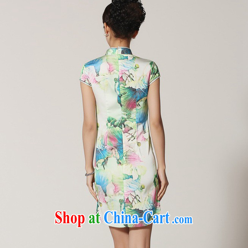 Cheng Kejie, Wiesbaden, 2015 spring and summer women's clothing new, classic and elegant refined manually stamp duty charge-back, short-sleeved dresses dresses Female M 2366 3 green XXL, Jessup, and shopping on the Internet