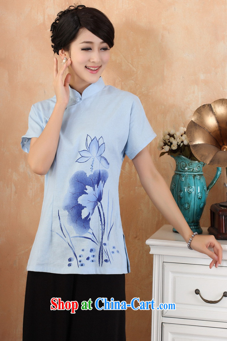 Jessup, 2015 spring and summer women's clothing new cotton the maximum code Chinese, for the charge-back improvements, served a short-sleeved shirt Tang women 2373 M blue XXL pictures, price, brand platters! Elections are good character, the national distribution, so why buy now enjoy more preferential! Health