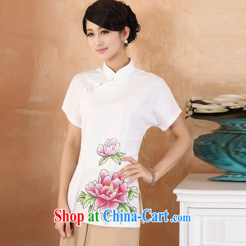 Cheng Kejie, Wiesbaden, 2015 spring and summer women's clothing new units the maximum code Chinese, for the charge-back improvements, served a short-sleeved shirt Tang women M 2376 white XXXXL, Jessup, and shopping on the Internet