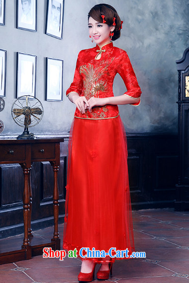 Dream of the day 2015 new lace long, 7 cuff improved stylish wedding dresses toast Q 1252 red XXL 2.3 feet waist pictures, price, brand platters! Elections are good character, the national distribution, so why buy now enjoy more preferential! Health
