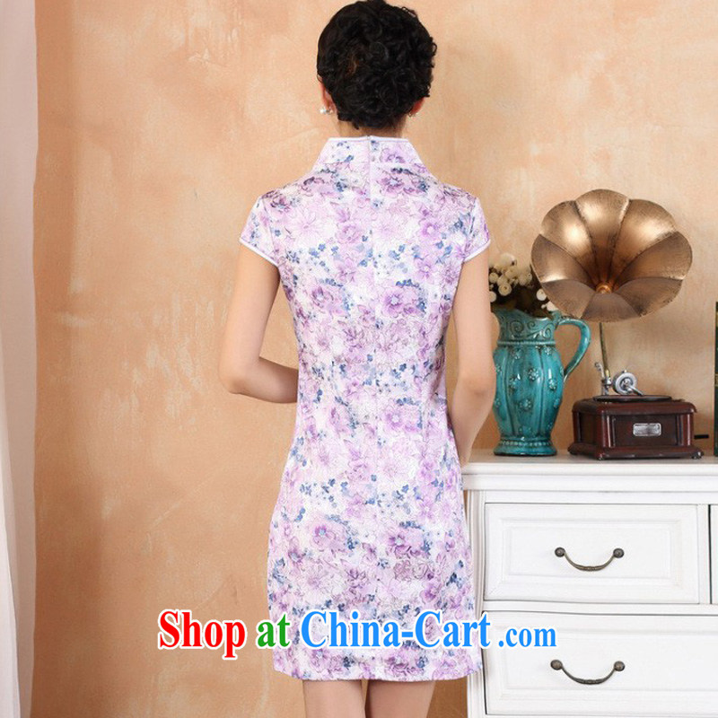 Jessup, 2015 spring and summer dress new retro stamp duty, for manual for short-sleeved dresses female Chinese qipao M 2333 purple XXL, Jessup, and shopping on the Internet