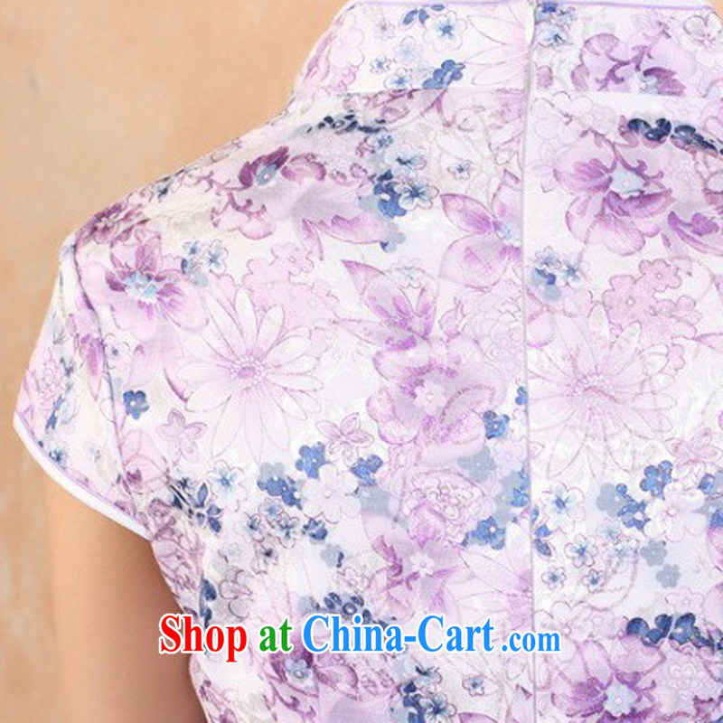 Jessup, 2015 spring and summer dress new retro stamp duty, for manual for short-sleeved dresses female Chinese qipao M 2333 purple XXL, Jessup, and shopping on the Internet