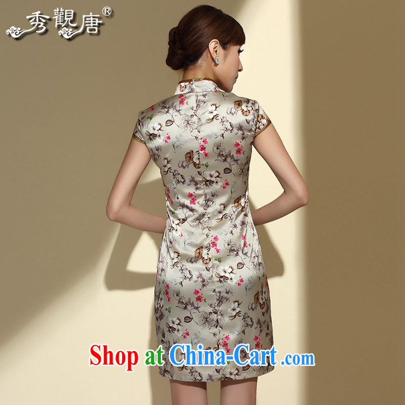 The CYD HO Kwun Tong' debris * 2014 summer floral Silk Cheongsam sauna silk dress retro cheongsam dress QD 4138 XXL suit, Su-koon Tang, and shopping on the Internet