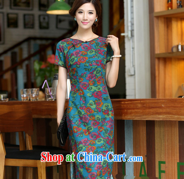 Jessup, 2015 spring and summer women's clothing China wind improved female cotton the round-collar short-sleeve manual buckle long dresses girls dresses CQP once and for all 645 blue round-neck collar XXL pictures, price, brand platters! Elections are good character, the national distribution, so why buy now enjoy more preferential! Health