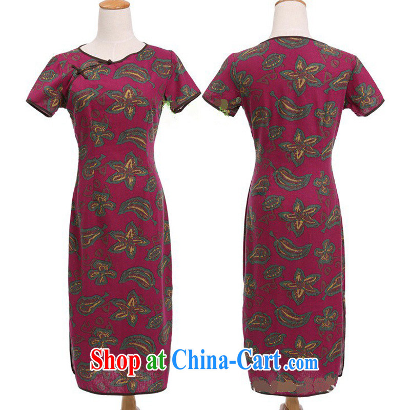 Jessup, 2015 spring and summer China wind improved female cotton the round-collar short-sleeve manual deduction in linen long cheongsam dress female QP 048 Yao take round-collar XXL, Jessup, and shopping on the Internet