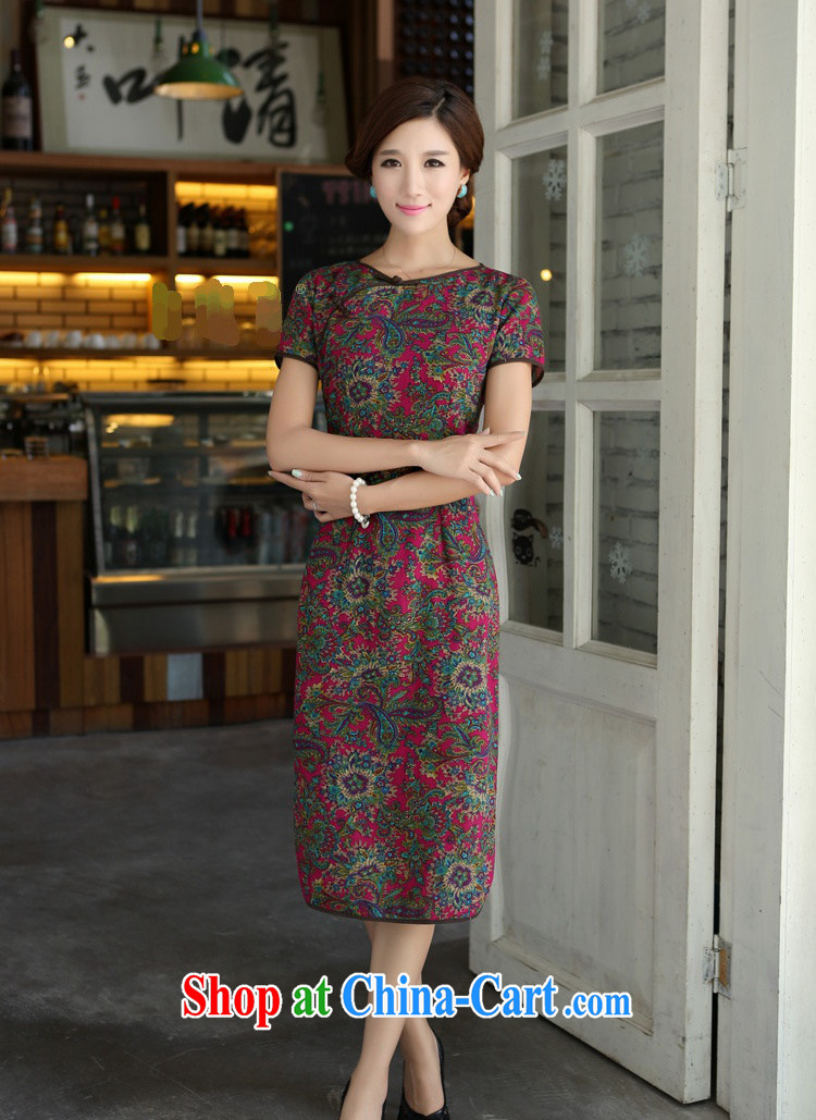 Jessup, 2015 spring and summer China wind improved female cotton the round-collar short-sleeve manual deduction in linen long cheongsam dress female QP 490 bright future round-collar XXL pictures, price, brand platters! Elections are good character, the national distribution, so why buy now enjoy more preferential! Health