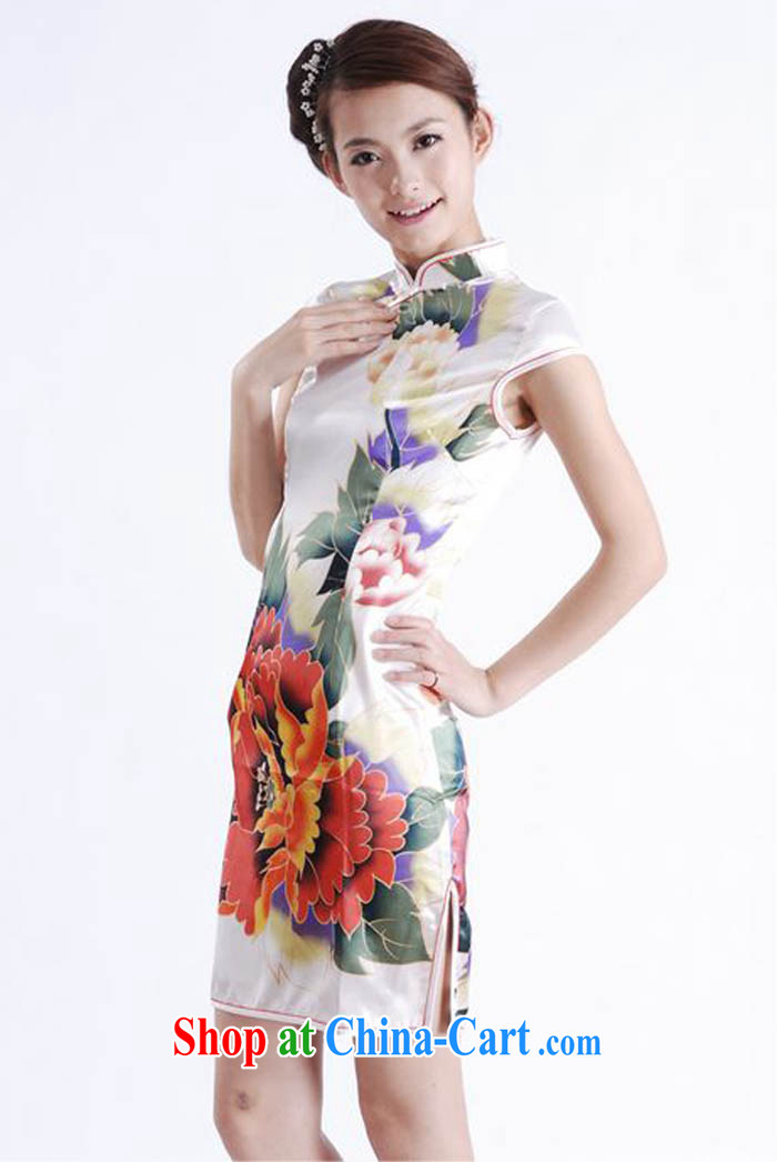 Ko Yo Mephidross 2015 colorful Stylish retro high-end rayon ramp ends, short-sleeved video thin large Peony stamp-'s improved cheongsam D 0157 white 175/2 XL pictures, price, brand platters! Elections are good character, the national distribution, so why buy now enjoy more preferential! Health