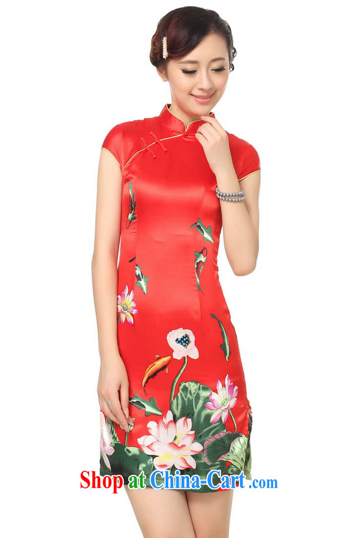 Ko Yo Mephidross colorful 2015 new Stylish retro new and improved, cheongsam dress damask, for low-power's a tight short-sleeved short cheongsam D 0183 red 175/2 XL pictures, price, brand platters! Elections are good character, the national distribution, so why buy now enjoy more preferential! Health