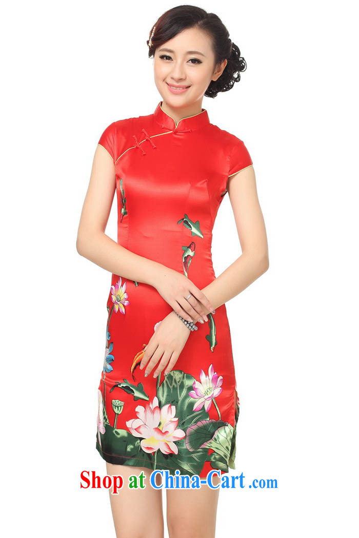 Ko Yo Mephidross colorful 2015 new Stylish retro new and improved, cheongsam dress damask, for low-power's a tight short-sleeved short cheongsam D 0183 red 175/2 XL pictures, price, brand platters! Elections are good character, the national distribution, so why buy now enjoy more preferential! Health