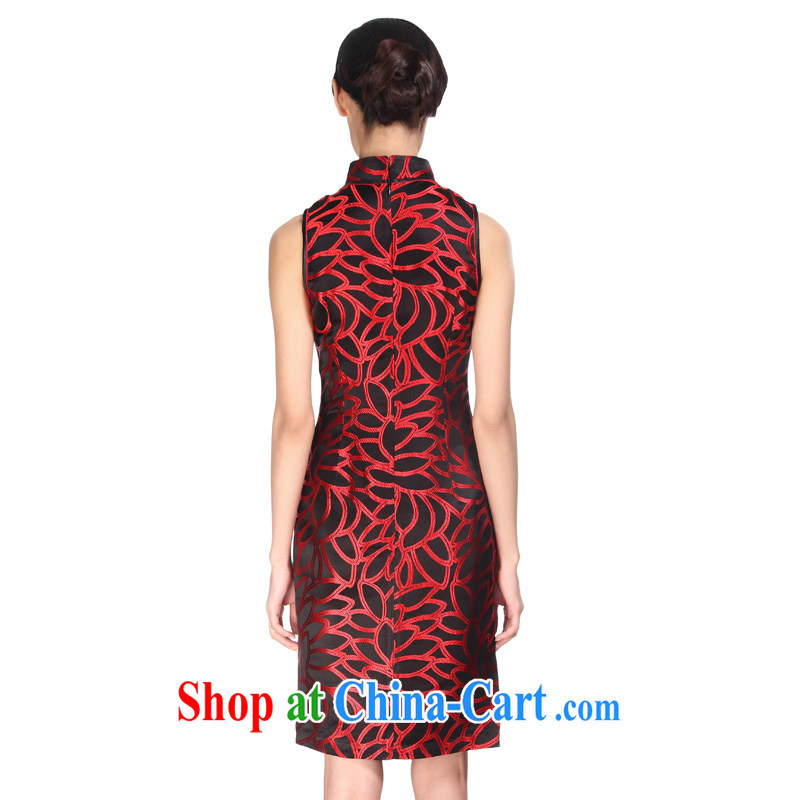 Wood is really the MOZEN 2015 new dresses, short-sleeved elegant round ends the damask dress dress package mail 11,528 01 black XXXL safflower, wood really was, online shopping