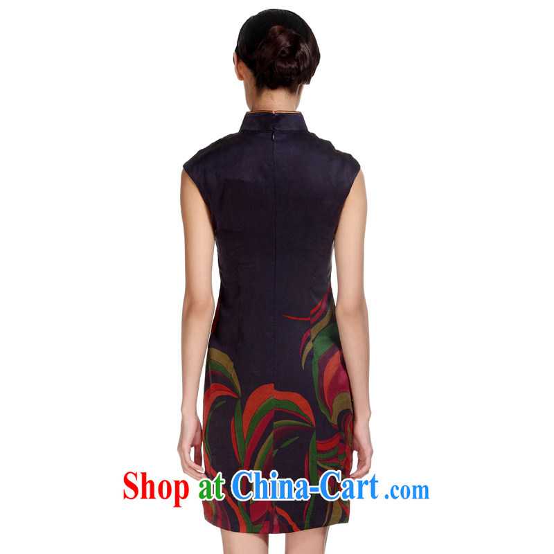 Wood is really the women summer 2015 new Chinese silk cheongsam dress the Shannon cloud yarn short dresses summer 01,087 16 purple XXXL, wood really has, shopping on the Internet