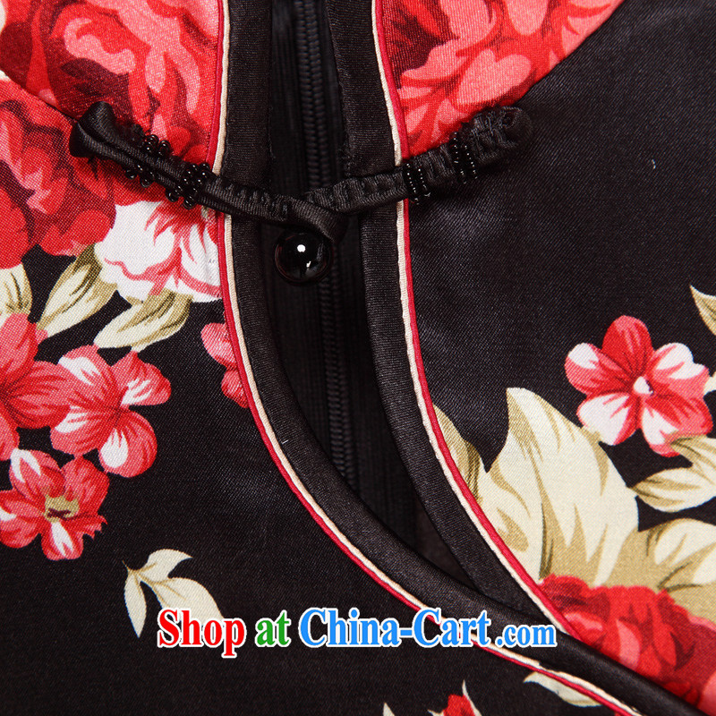 Wood is really the MOZEN 2015 spring and summer new stamp duty, for short cheongsam dress dresses package mail 01,088 01 black M safflower, wood really has, online shopping