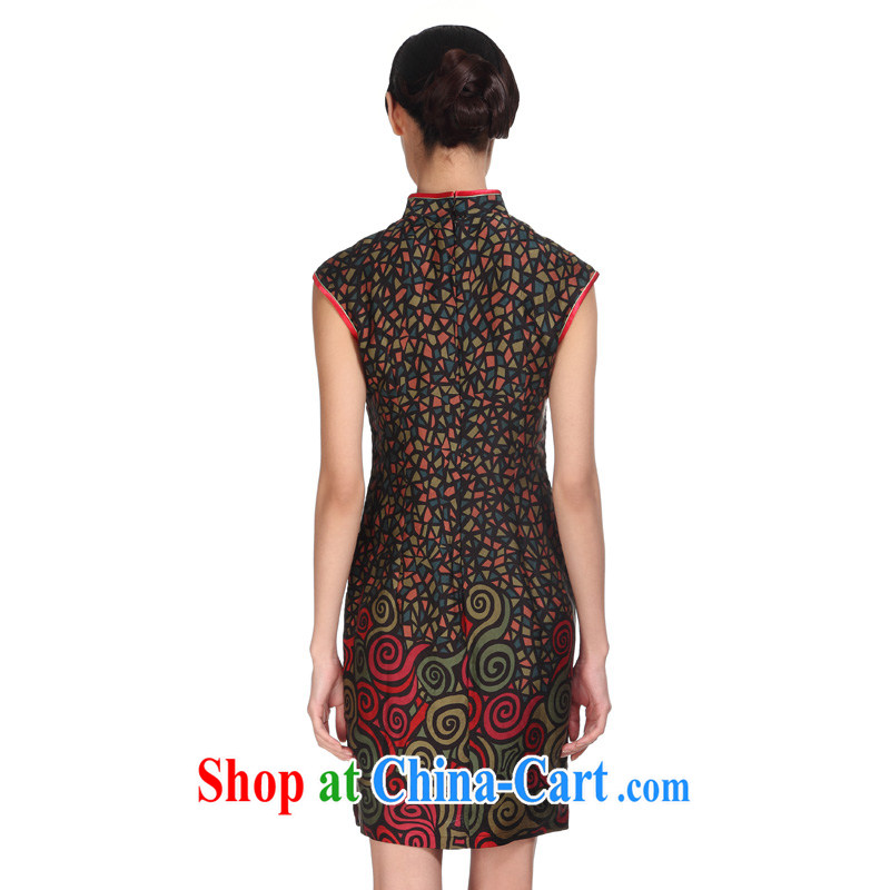 Wood is really the 2015 new female necks Chinese silk cheongsam dress elegant floral dress package mail 11,570 01 black XXXL, wood really has, shopping on the Internet