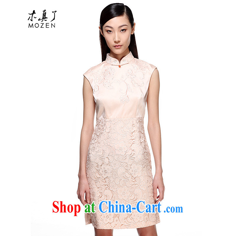 Wood is really the 2015 spring and summer new lace girls dress stitching Openwork improved cheongsam dress 21,952 03 cream and white XXXL