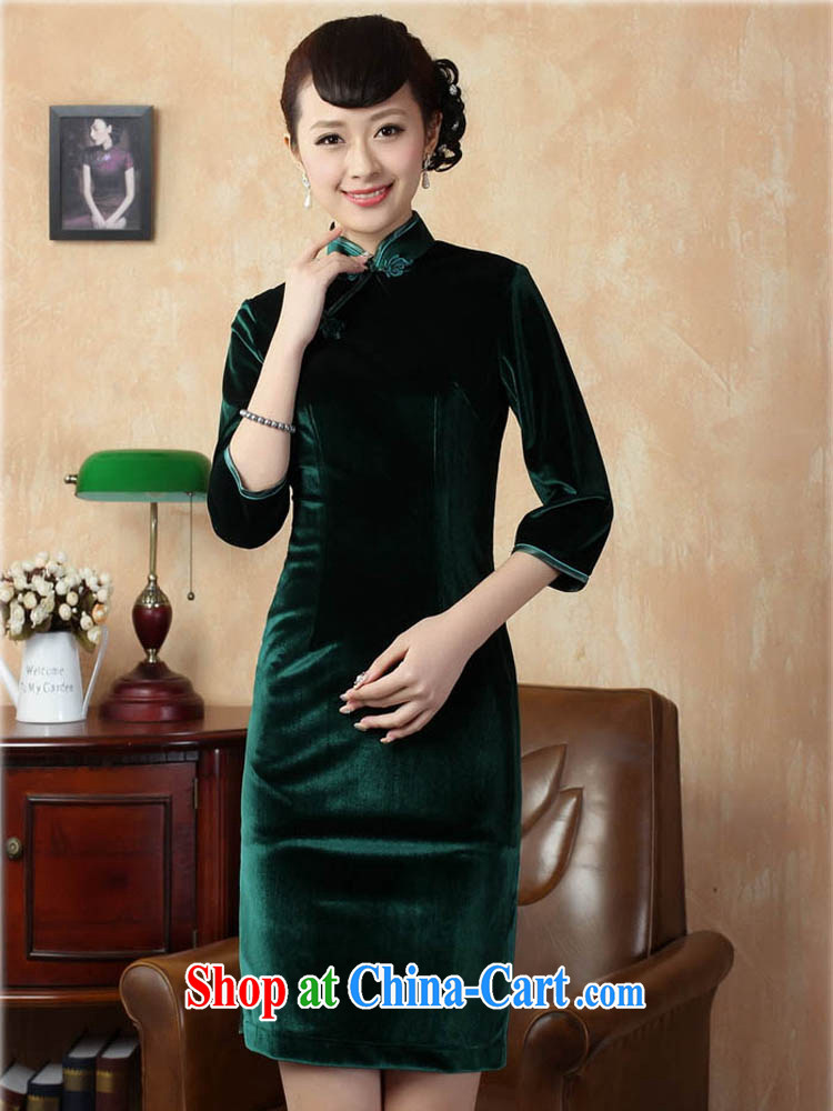 Capital city sprawl 2015 summer new retro 7 cuff improved solid color stretch gold velour cheongsam dress Chinese-short cheongsam dress TD 0005 black 180/3 XL pictures, price, brand platters! Elections are good character, the national distribution, so why buy now enjoy more preferential! Health