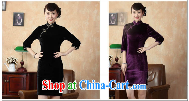 Capital city sprawl 2015 summer new retro 7 cuff improved solid color stretch gold velour cheongsam dress Chinese-short cheongsam dress TD 0005 black 180/3 XL pictures, price, brand platters! Elections are good character, the national distribution, so why buy now enjoy more preferential! Health