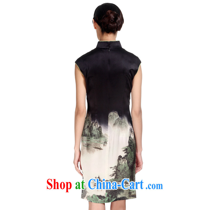 Wood is really the MOZEN 2015 spring and summer new Chinese wind silk cultivation, short cheongsam dresses 32,309 01 black XXL (A), wood really has, online shopping