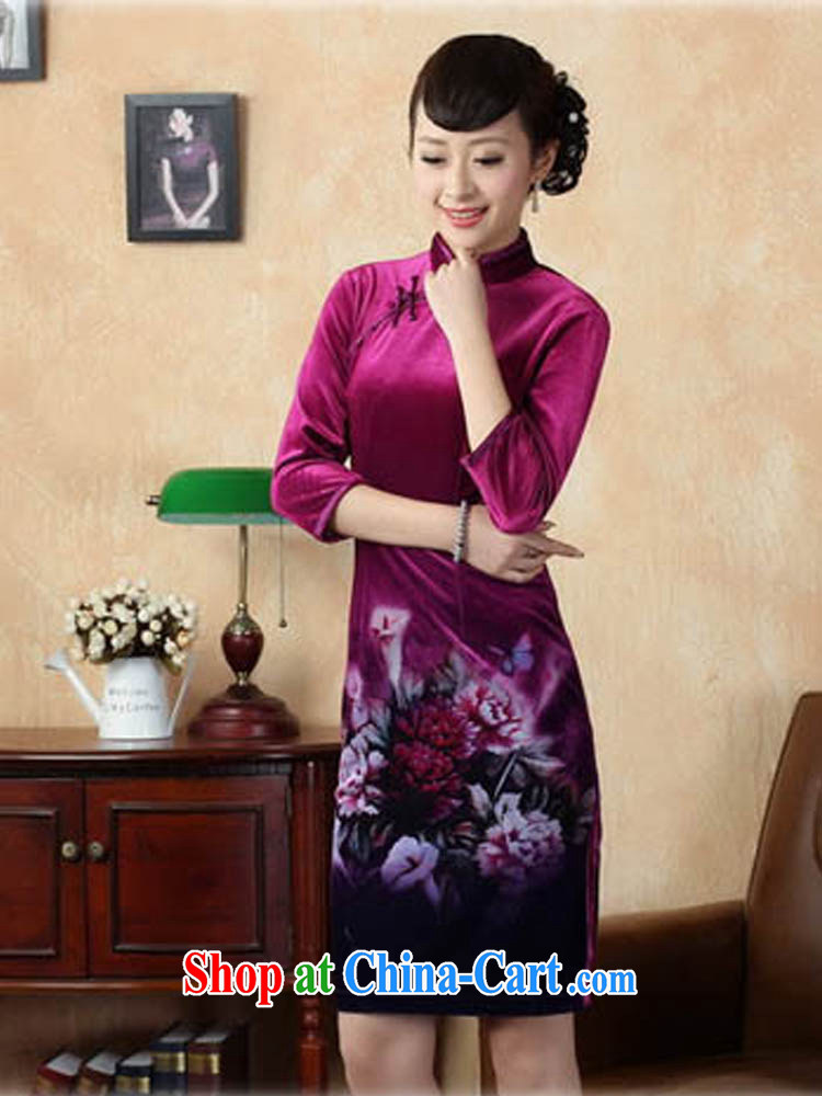 Ko Yo vines into colorful 2015 summer new retro 7 sub-cuff improved stamp duty stretch the velvet cheongsam dress Chinese-short cheongsam dress TD 0009 royal blue 175/2 XL pictures, price, brand platters! Elections are good character, the national distribution, so why buy now enjoy more preferential! Health