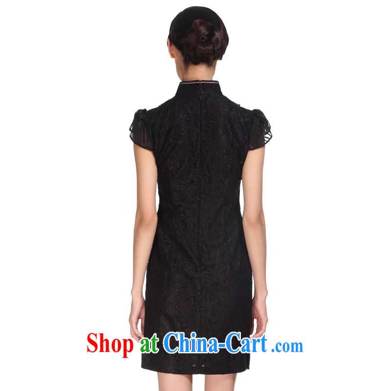 Wood is really the MOZEN 2015 spring and summer new short-sleeved elegant embroidery dress cheongsam dress package mail 32,380 01 black XL, wood really has, shopping on the Internet