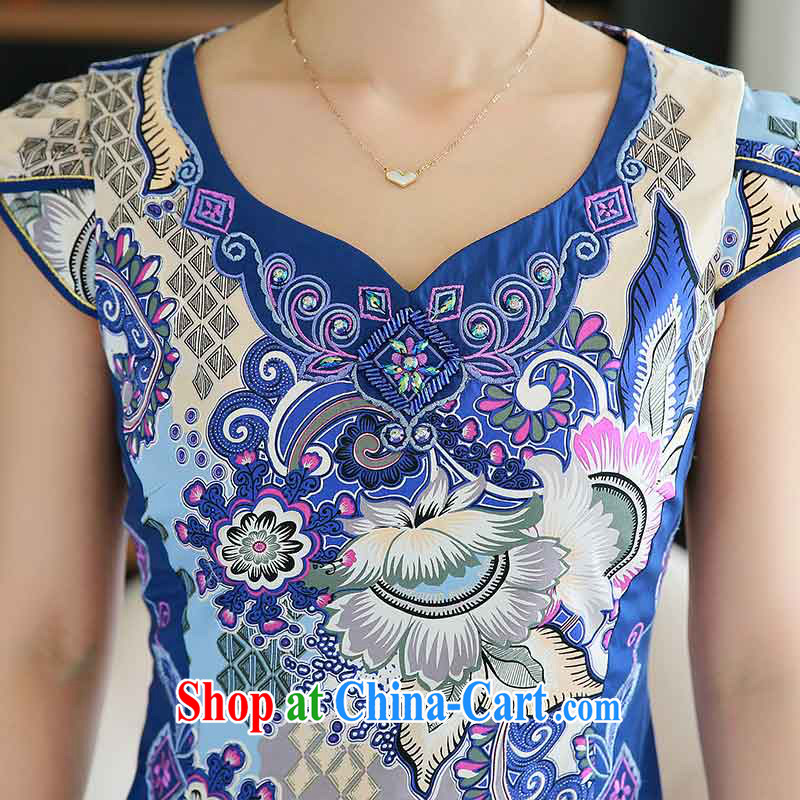QueensMakings 2015 summer dresses girls improved embroidery retro short stylish cheongsam dress 14 076 QM XL suit, Jun Yi Hua Sha (QueensMakings), and shopping on the Internet