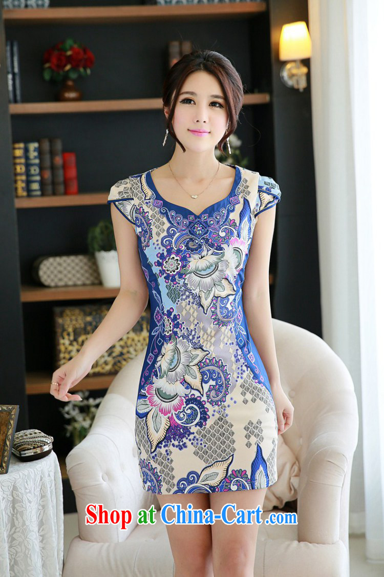 QueensMakings 2015 summer dresses girls improved embroidery retro short stylish cheongsam dress QM 14 076 fancy XL pictures, price, brand platters! Elections are good character, the national distribution, so why buy now enjoy more preferential! Health